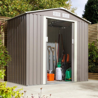 Rowlinson Trentvale 6x4ft Metal Apex Shed Light Grey - JJ Building Materials