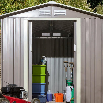 Rowlinson Trentvale 6x4ft Metal Apex Shed Light Grey - JJ Building Materials