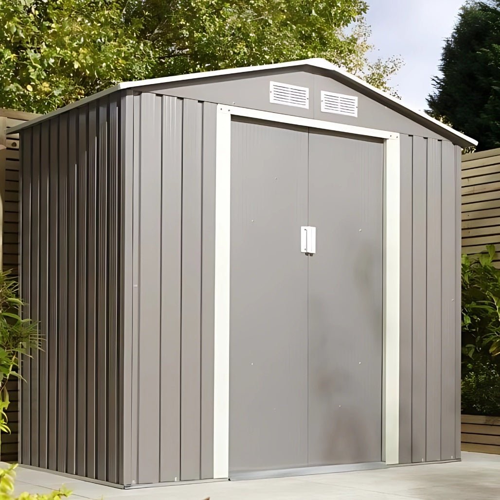 Rowlinson Trentvale 6x4ft Metal Apex Shed Light Grey - JJ Building Materials
