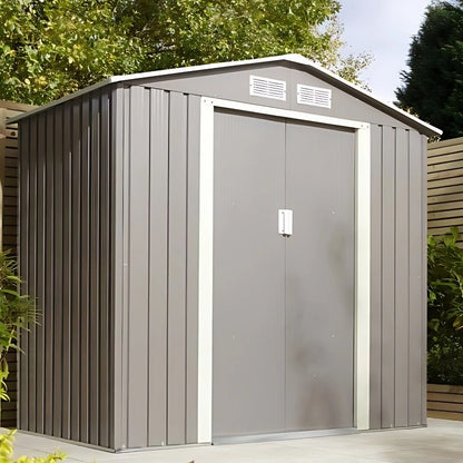 Rowlinson Trentvale 6x4ft Metal Apex Shed Light Grey - JJ Building Materials