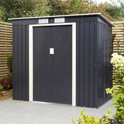 Rowlinson Trentvale 6x4ft Metal Pent Shed Dark Grey - JJ Building Materials