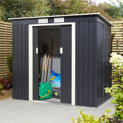 Rowlinson Trentvale 6x4ft Metal Pent Shed Dark Grey - JJ Building Materials