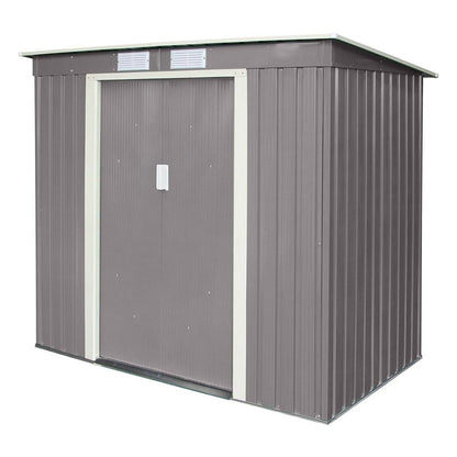 Rowlinson Trentvale 6x4ft Metal Pent Shed Light Grey - JJ Building Materials