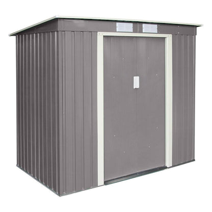 Rowlinson Trentvale 6x4ft Metal Pent Shed Light Grey - JJ Building Materials