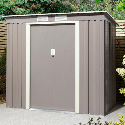 Rowlinson Trentvale 6x4ft Metal Pent Shed Light Grey - JJ Building Materials
