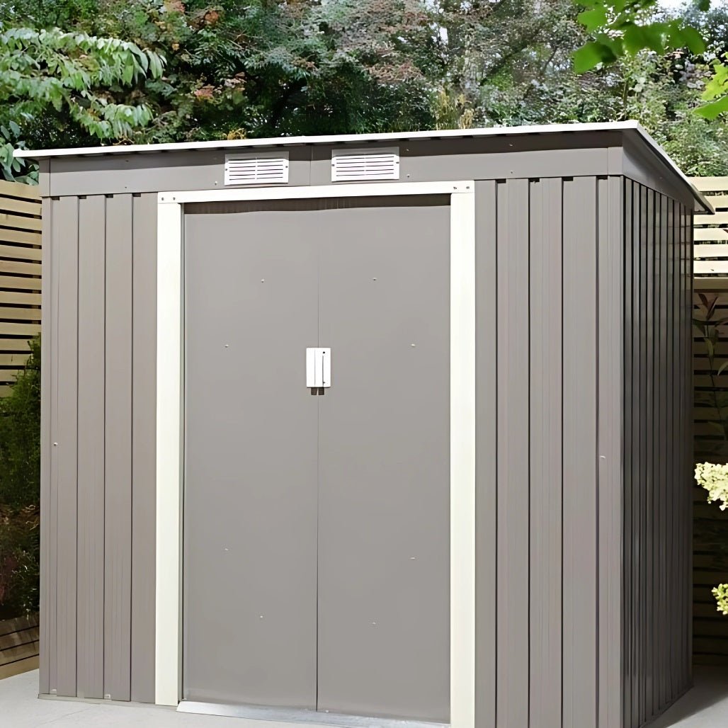 Rowlinson Trentvale 6x4ft Metal Pent Shed Light Grey - JJ Building Materials