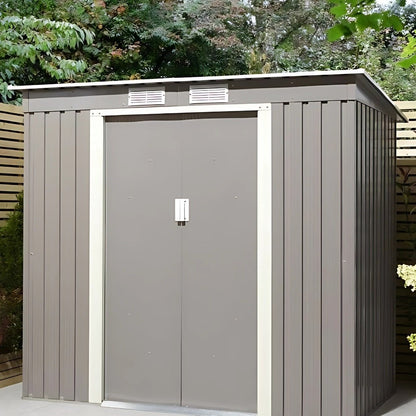Rowlinson Trentvale 6x4ft Metal Pent Shed Light Grey - JJ Building Materials
