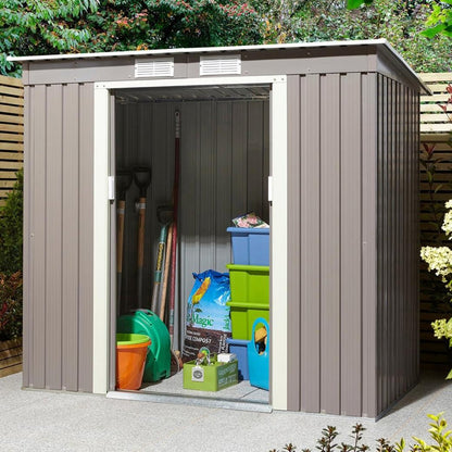 Rowlinson Trentvale 6x4ft Metal Pent Shed Light Grey - JJ Building Materials