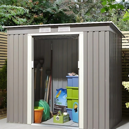 Rowlinson Trentvale 6x4ft Metal Pent Shed Light Grey - JJ Building Materials