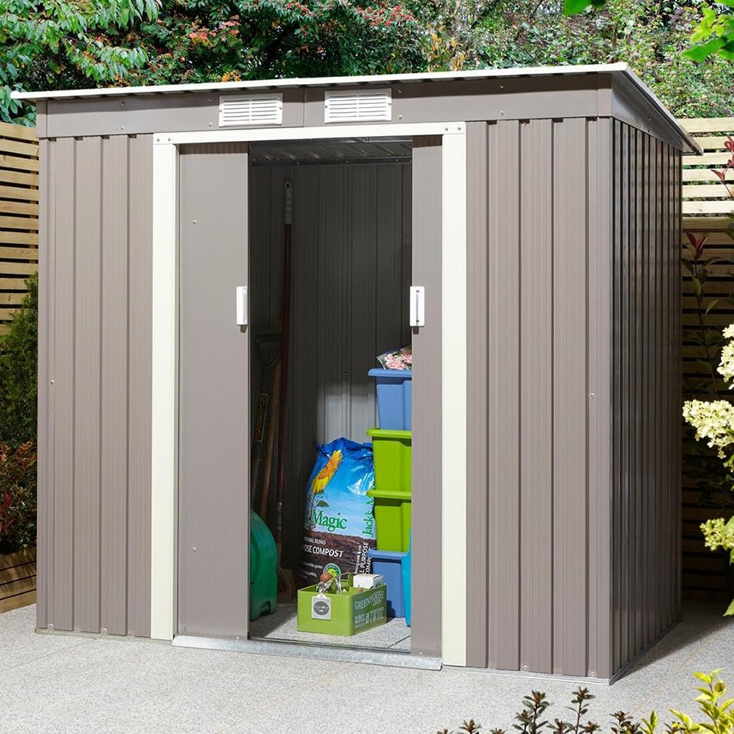 Rowlinson Trentvale 6x4ft Metal Pent Shed Light Grey - JJ Building Materials