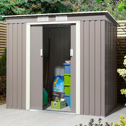 Rowlinson Trentvale 6x4ft Metal Pent Shed Light Grey - JJ Building Materials