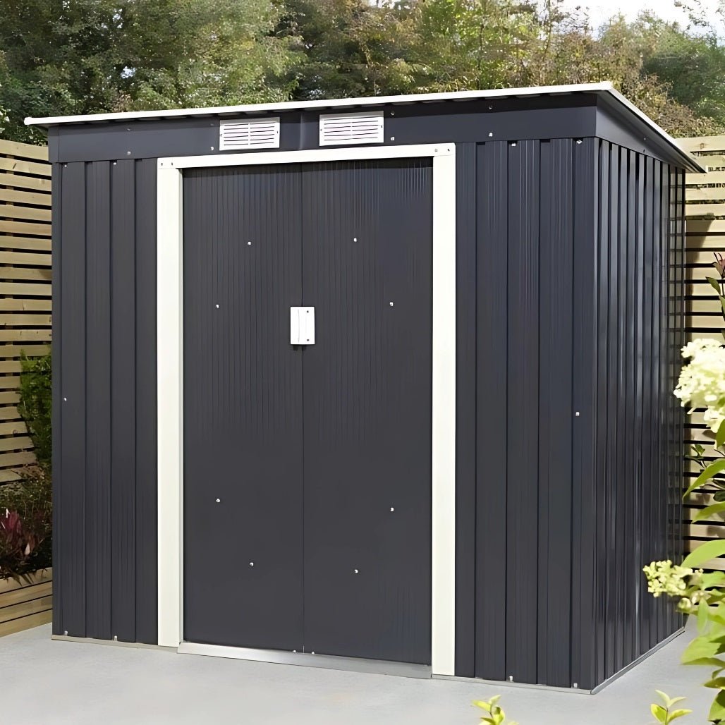 Rowlinson Trentvale 8x4ft Metal Pent Shed Dark Grey - JJ Building Materials