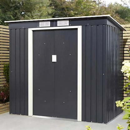 Rowlinson Trentvale 8x4ft Metal Pent Shed Dark Grey - JJ Building Materials