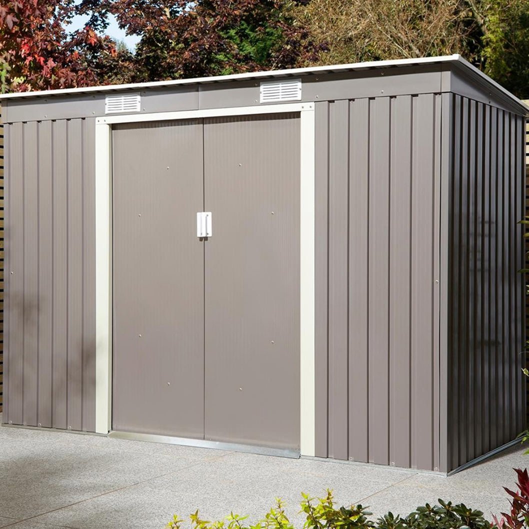 Rowlinson Trentvale 8x4ft Metal Pent Shed Light Grey - JJ Building Materials
