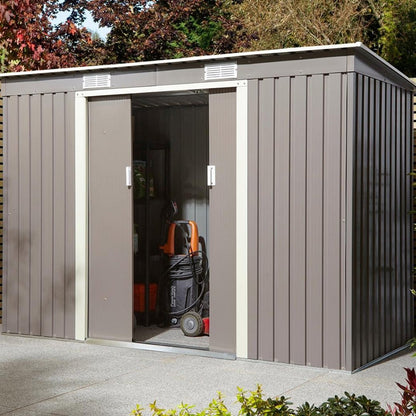 Rowlinson Trentvale 8x4ft Metal Pent Shed Light Grey - JJ Building Materials