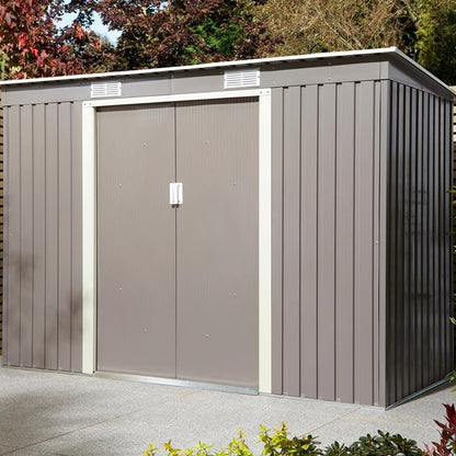 Rowlinson Trentvale 8x4ft Metal Pent Shed Light Grey - JJ Building Materials