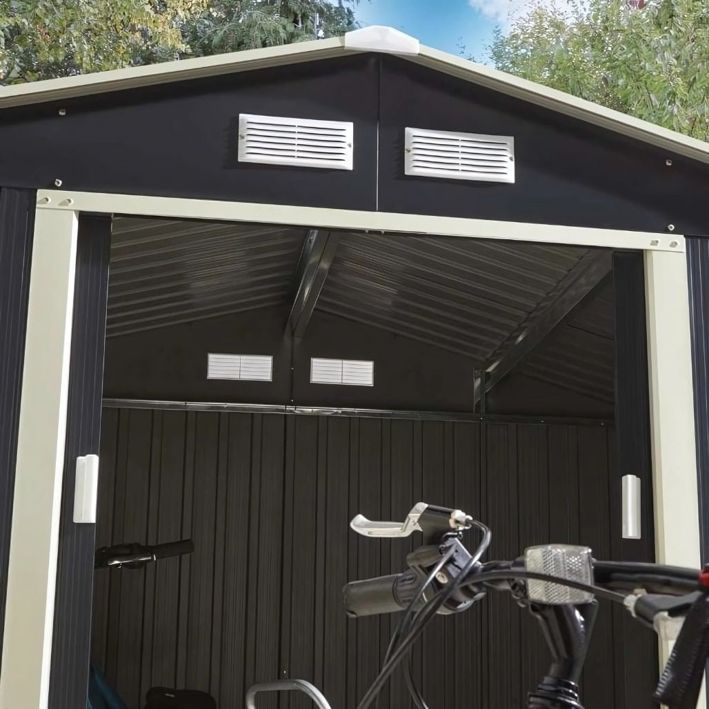 Rowlinson Trentvale 8x6ft Metal Apex Shed Dark Grey - JJ Building Materials