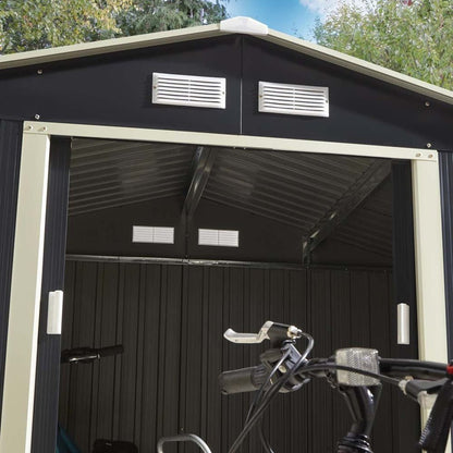 Rowlinson Trentvale 8x6ft Metal Apex Shed Dark Grey - JJ Building Materials