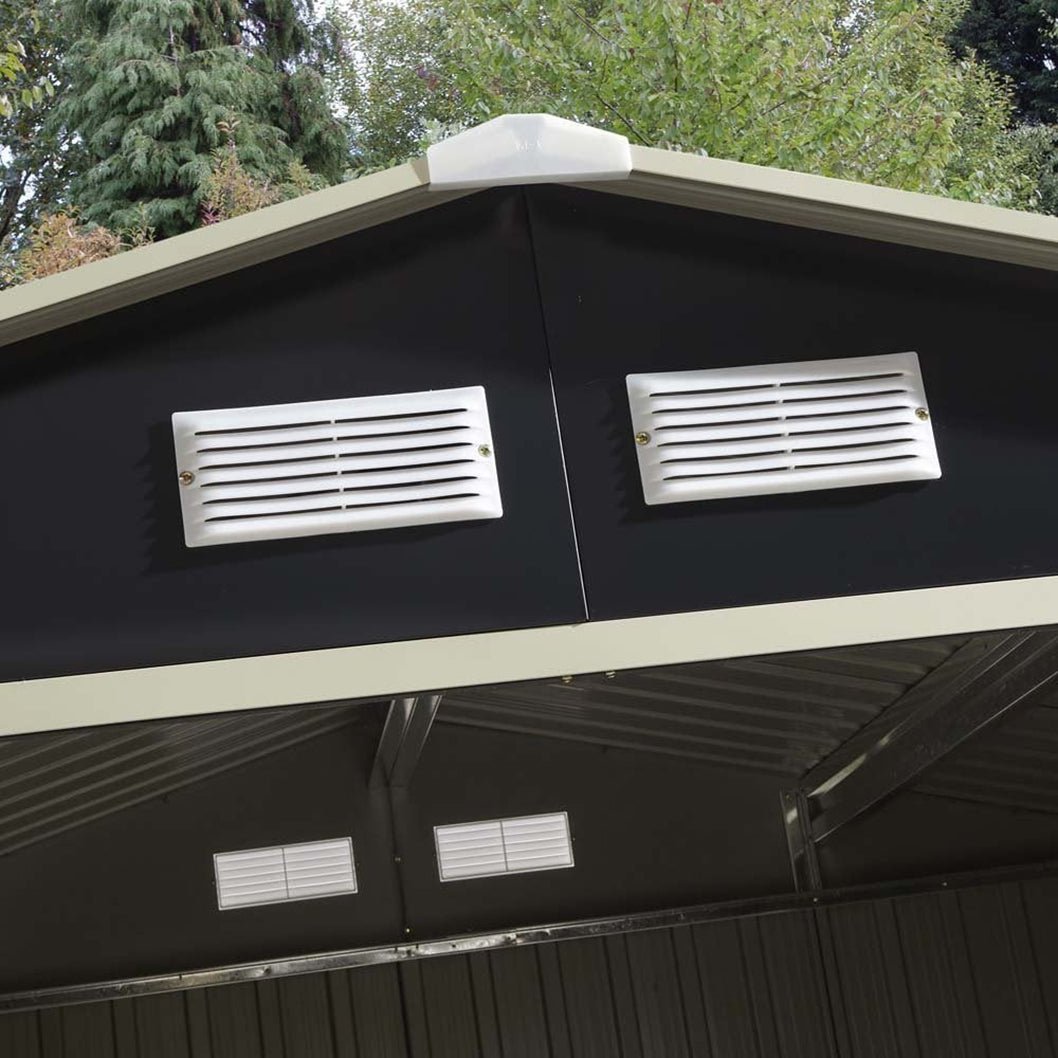 Rowlinson Trentvale 8x6ft Metal Apex Shed Dark Grey - JJ Building Materials