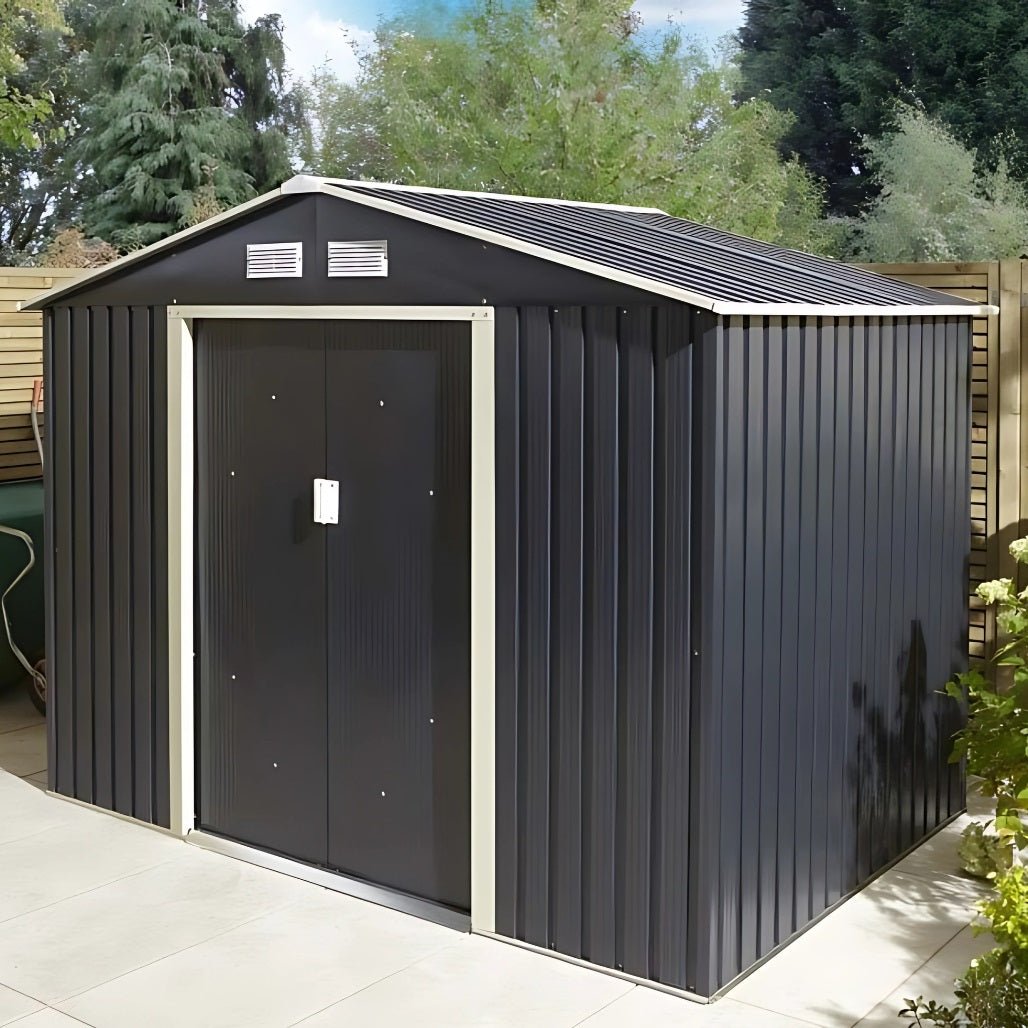 Rowlinson Trentvale 8x6ft Metal Apex Shed Dark Grey - JJ Building Materials
