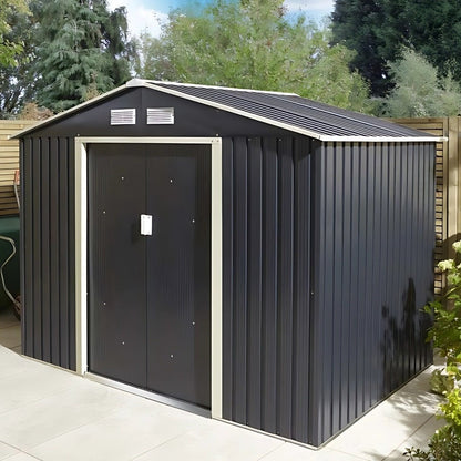 Rowlinson Trentvale 8x6ft Metal Apex Shed Dark Grey - JJ Building Materials