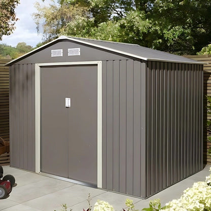 Rowlinson Trentvale 8x6ft Metal Apex Shed Light Grey - JJ Building Materials