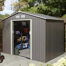 Rowlinson Trentvale 8x6ft Metal Apex Shed Light Grey - JJ Building Materials