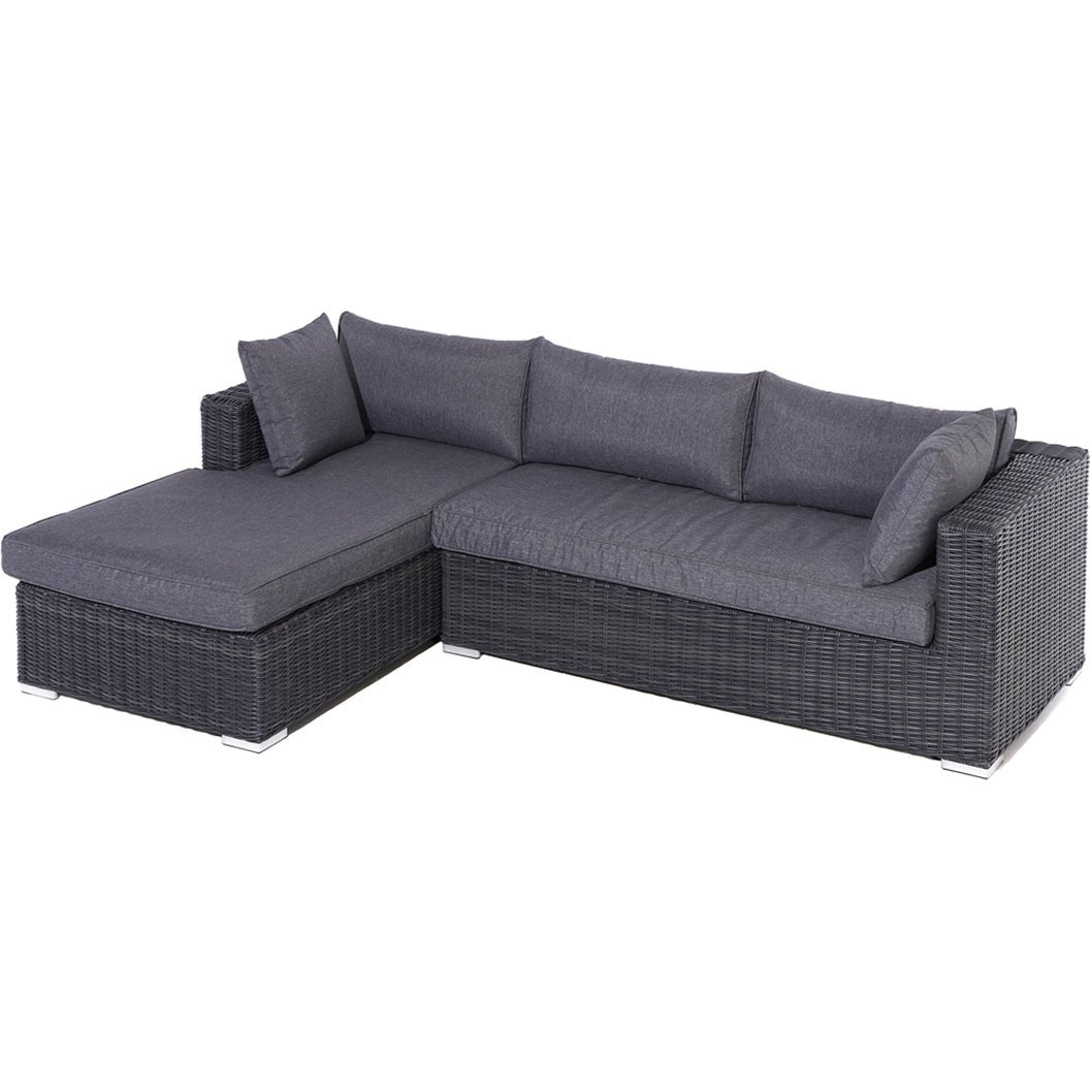 Rowlinson Vienna Lounger Rattan Garden Sofa Set Grey Weave - JJ Building Materials