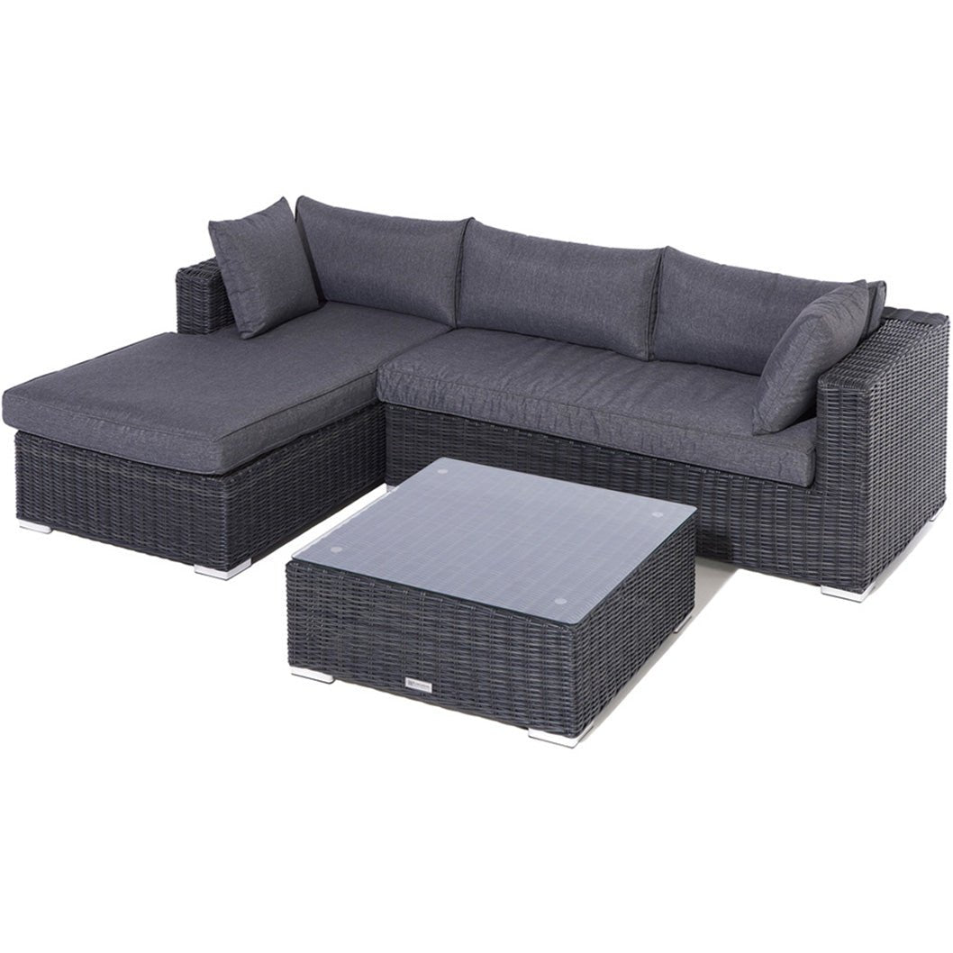Rowlinson Vienna Lounger Rattan Garden Sofa Set Grey Weave - JJ Building Materials