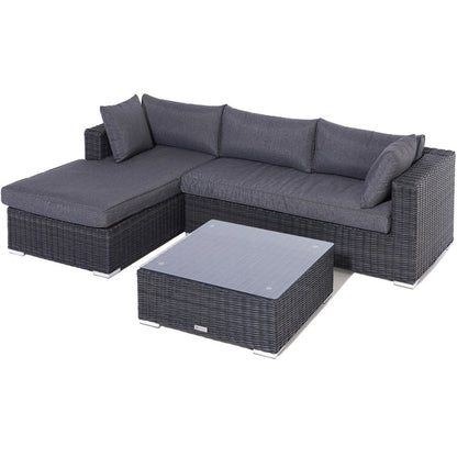 Rowlinson Vienna Lounger Rattan Garden Sofa Set Grey Weave - JJ Building Materials