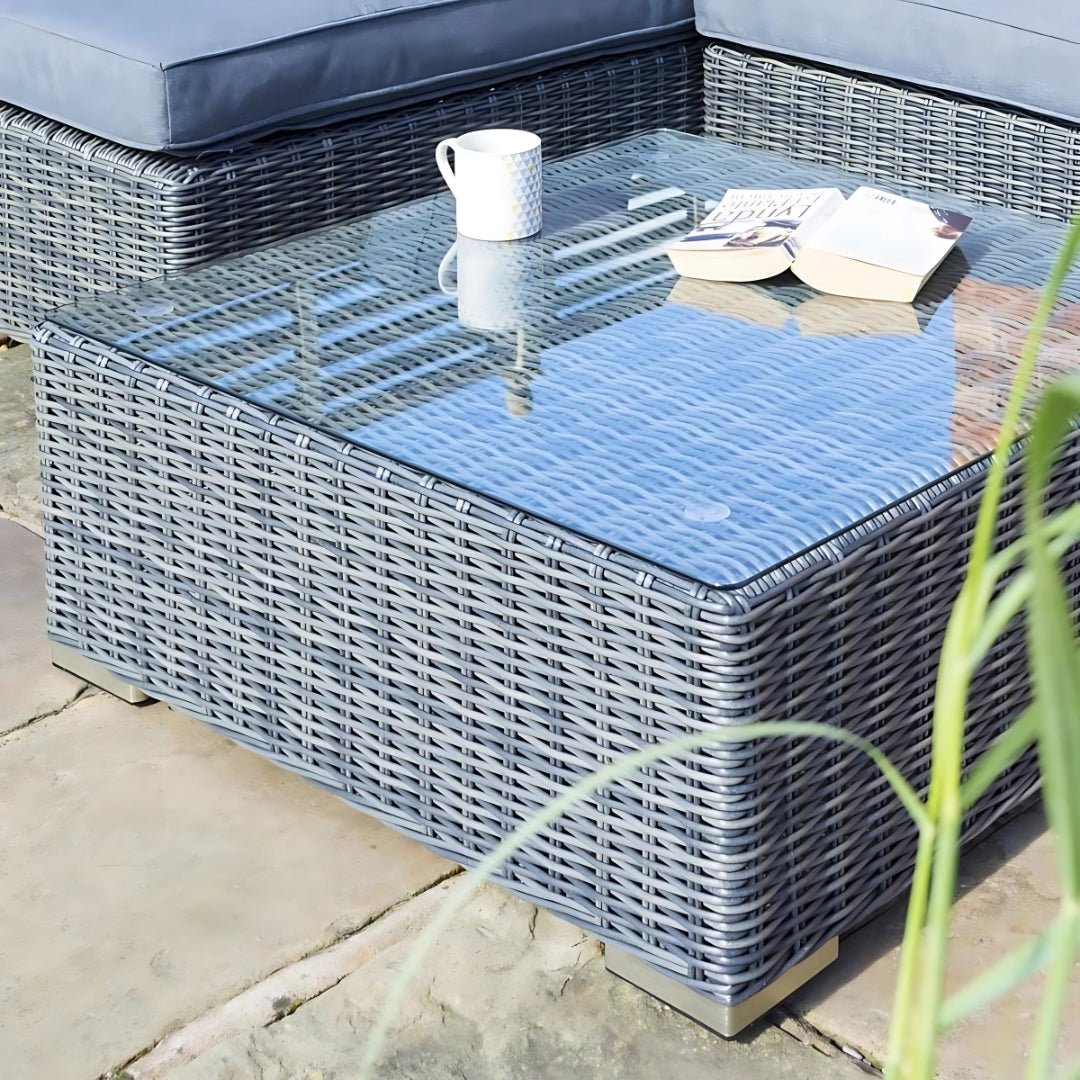 Rowlinson Vienna Lounger Rattan Garden Sofa Set Grey Weave - JJ Building Materials