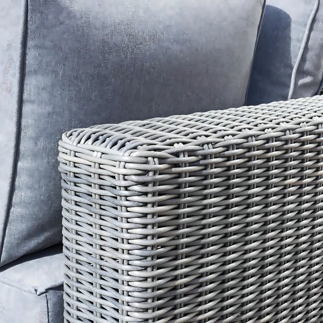 Rowlinson Vienna Lounger Rattan Garden Sofa Set Grey Weave - JJ Building Materials
