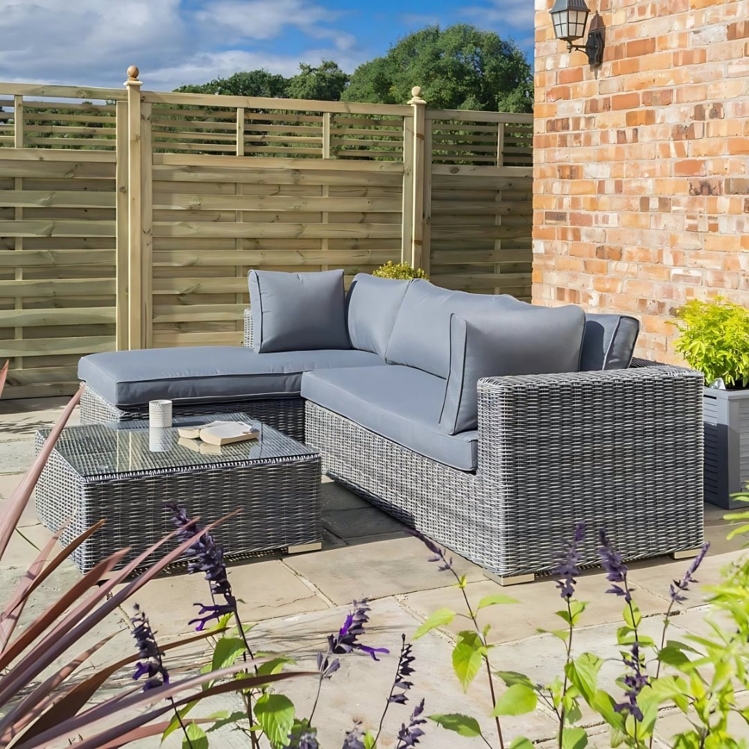 Rowlinson Vienna Lounger Rattan Garden Sofa Set Grey Weave - JJ Building Materials