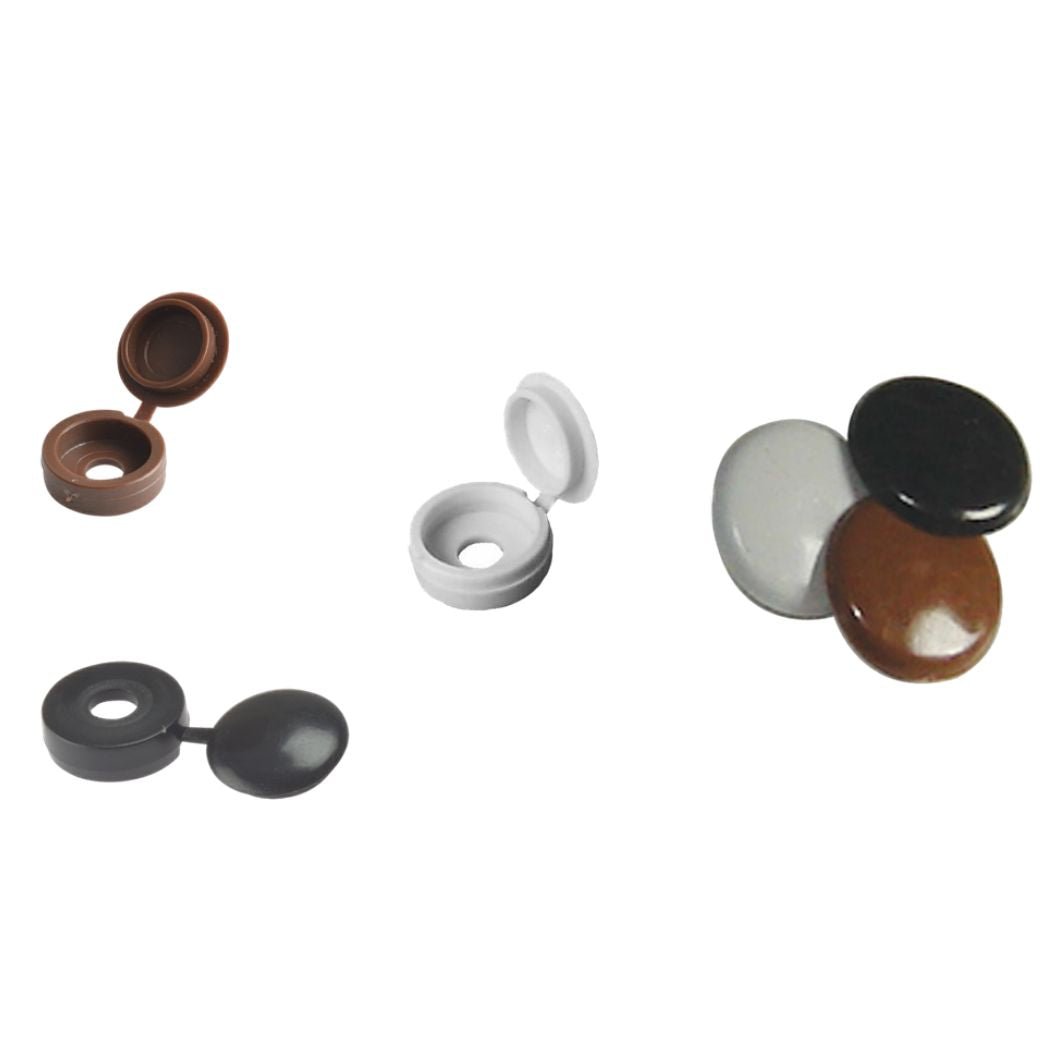 Samac Fixings 6 - 8mm Cover Caps - Hinged & Press On Pack of 100 - JJ Building Materials