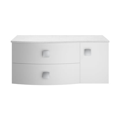 Hudson Reed Sarenna 1000mm Left Hand Cabinet With Marble Top Contemp Moon White MFC Smooth Matt 446x1012x504mm - SAR103L