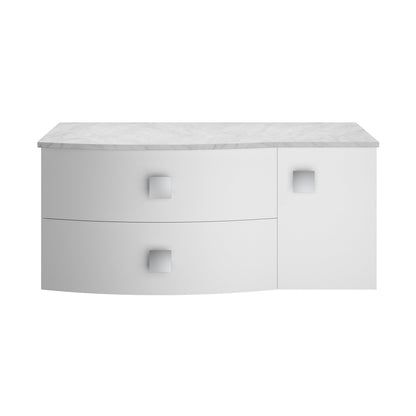 Hudson Reed Sarenna 1000mm Left Hand Cabinet With Marble Top Contemp Moon White MFC Smooth Matt 446x1012x504mm - SAR105L