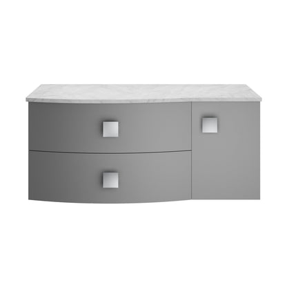 Hudson Reed Sarenna 1000mm Left Hand Cabinet With Marble Top Contemp Dove Grey MFC Smooth Matt 446x1012x504mm - SAR205L