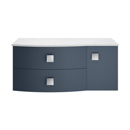 Hudson Reed Sarenna 1000mm Left Hand Cabinet With Marble Top Contemp Mineral Blue MFC Smooth Matt 446x1012x504mm - SAR303L