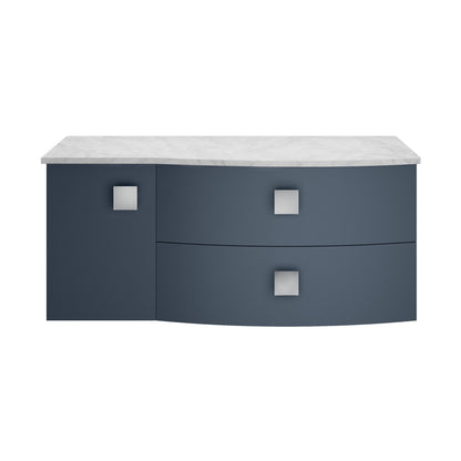 Hudson Reed Sarenna 1000mm Right Hand Cabinet With Marble Top Contemp Mineral Blue MFC Smooth Matt 446x1012x504mm - SAR305R