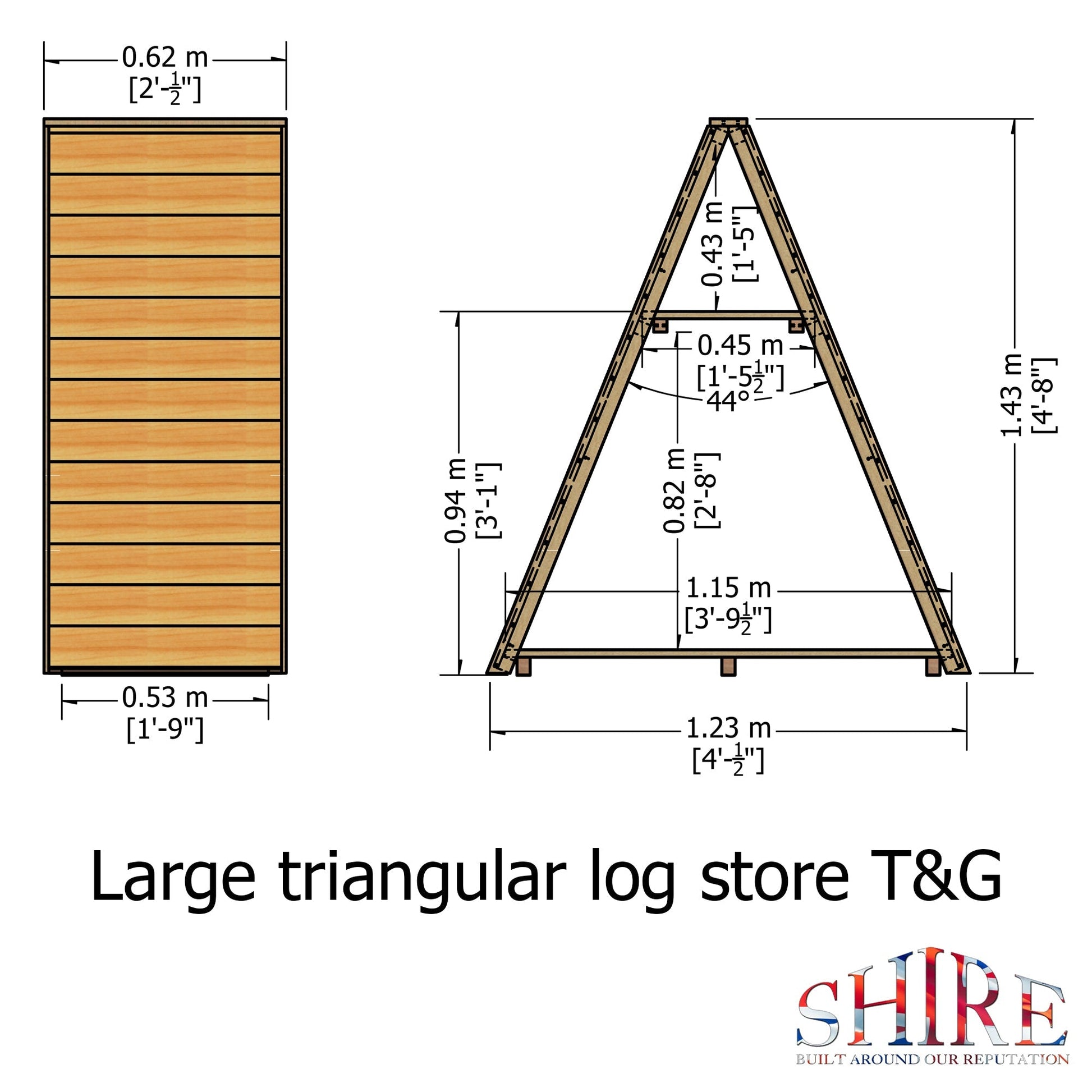 Shire 4 x 1.6ft Large Triangular Log Store - JJ Building Materials