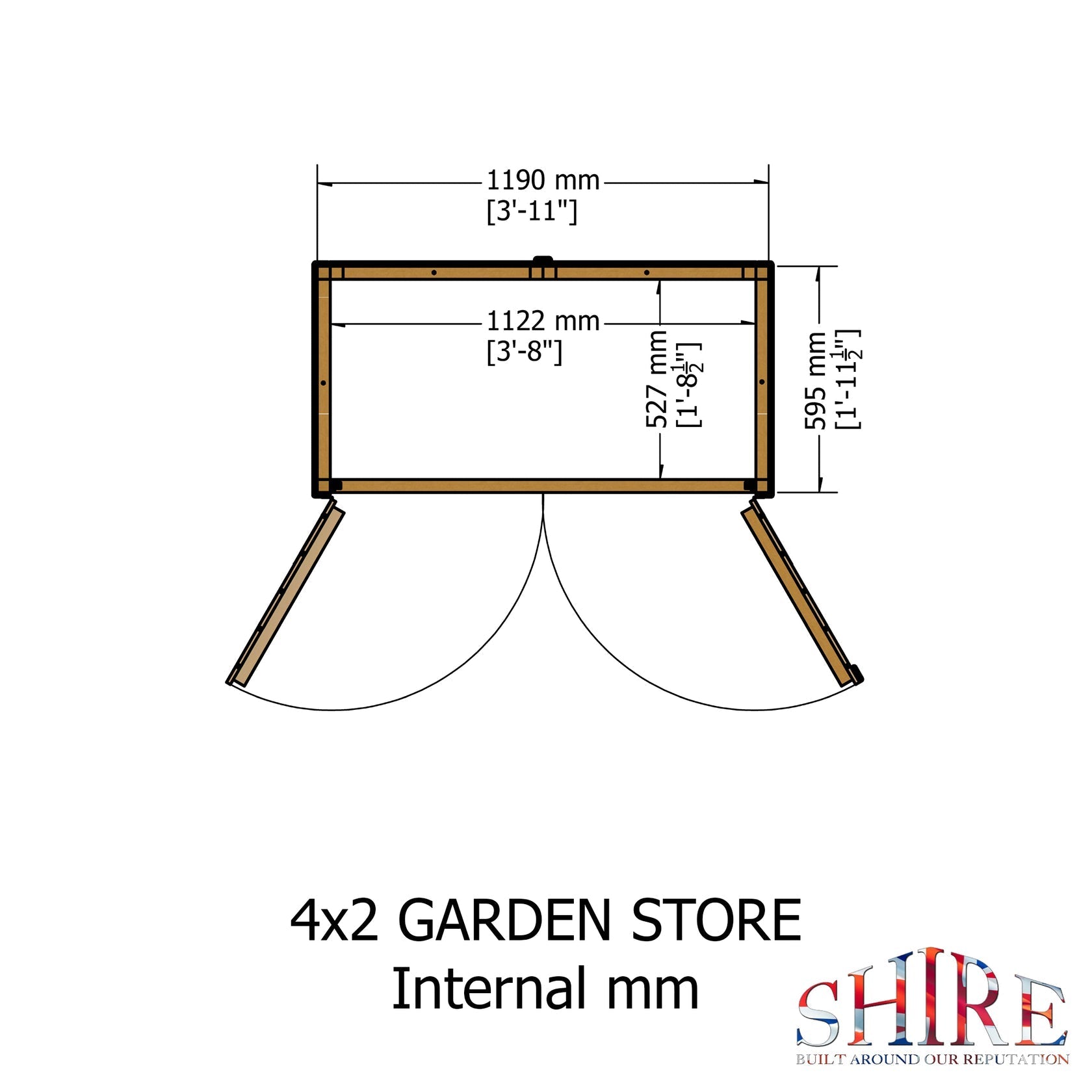 Shire 4 x 2ft Double Door Shiplap Tool Shed - JJ Building Materials