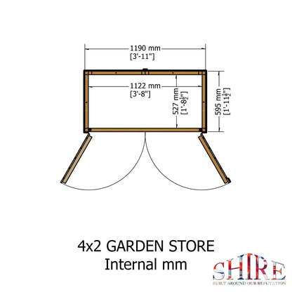 Shire 4 x 2ft Double Door Shiplap Tool Shed - JJ Building Materials