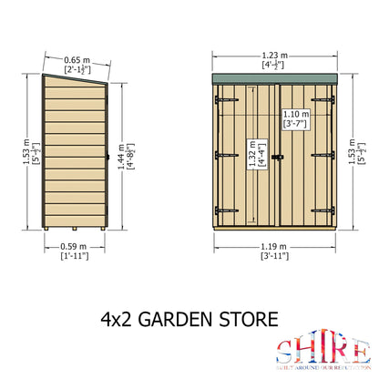 Shire 4 x 2ft Double Door Shiplap Tool Shed - JJ Building Materials