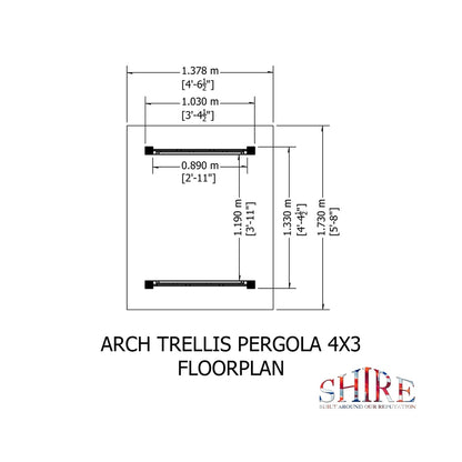 Shire 4x3ft Arch Trellis Pressure Treated Pergola - JJ Building Materials
