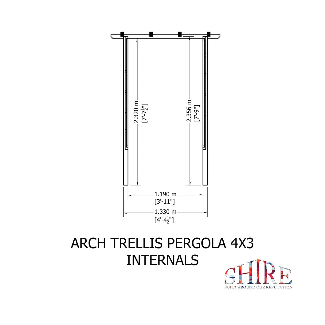 Shire 4x3ft Arch Trellis Pressure Treated Pergola - JJ Building Materials