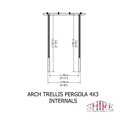 Shire 4x3ft Arch Trellis Pressure Treated Pergola - JJ Building Materials