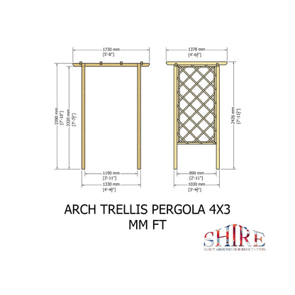 Shire 4x3ft Arch Trellis Pressure Treated Pergola - JJ Building Materials