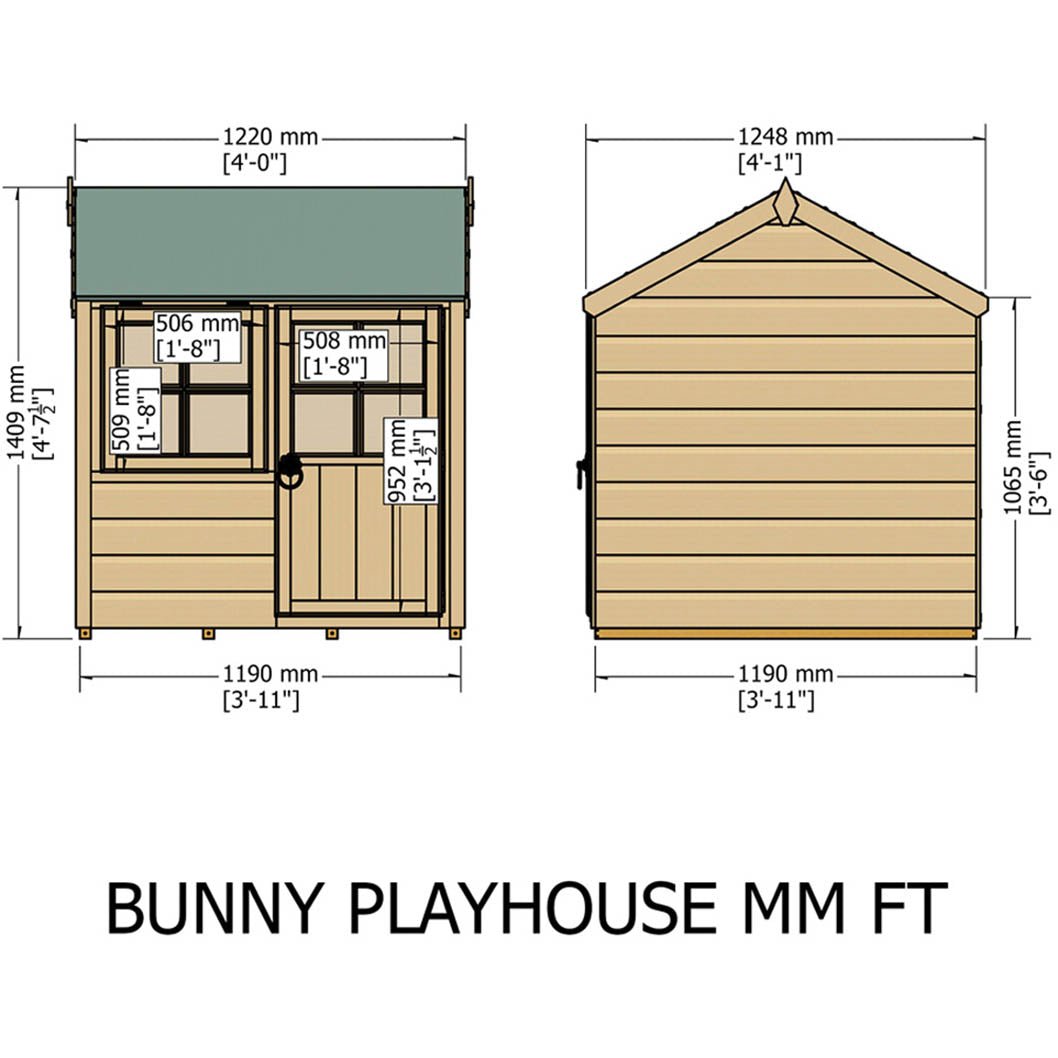 Shire 4x4ft Bunny Kids Playhouse - JJ Building Materials