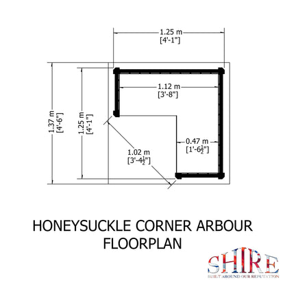 Shire 4x4ft Honeysuckle Corner Arbour - JJ Building Materials