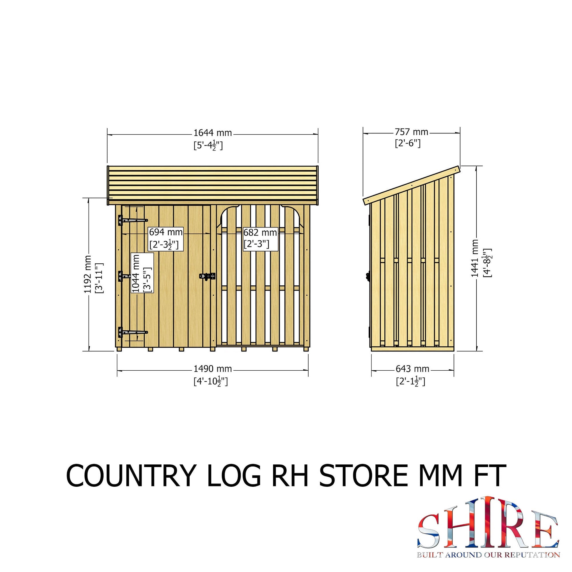 Shire 5 x 2ft Country Log and Tool Store - JJ Building Materials